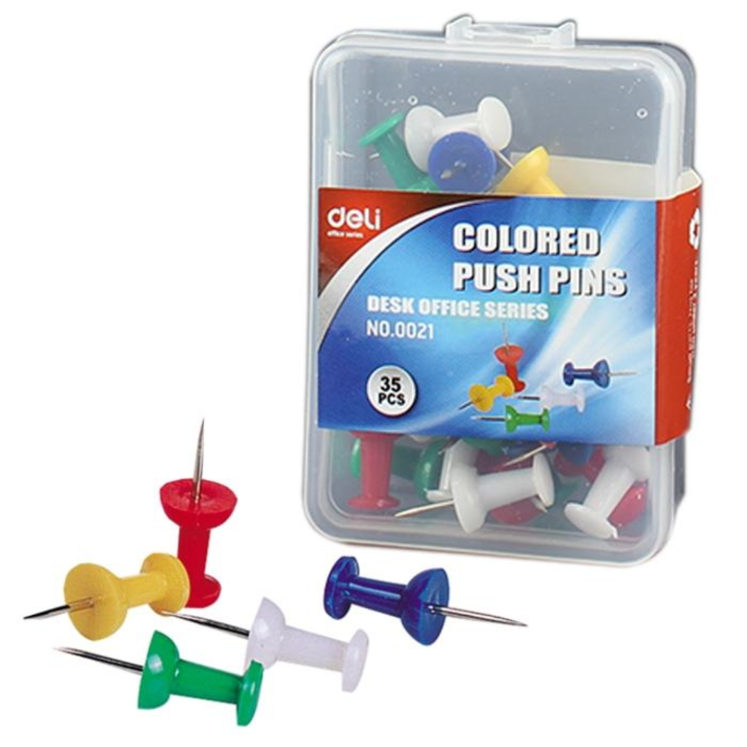 DELI COLOR PUSH PIN 35-PCS